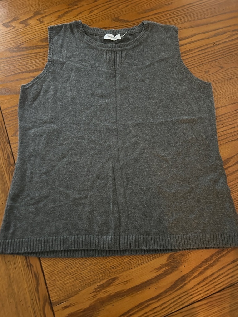 Calvin Klein Dark Charcoal Ribbed Crewneck Sweater